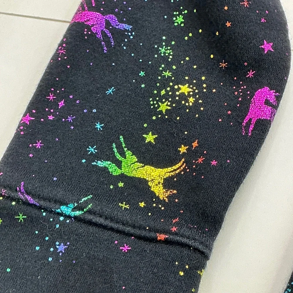 Jumping Beans Black Dress Girls 8 Rainbow Glitter Unicorn Fleece All Day Play